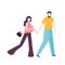 Young family expecting child pregnant woman and husband . man holding his wife walking together. vector