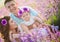 Young family in a lavender field