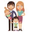 Young family. Mother and father with kids brother sister traditional relationship society character flat vector