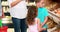 Young family shopping in grocery store