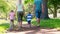 Young family walking