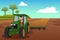 Young Farmer Riding a Tractor Illustration