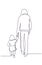 Young father with child one line hand drawn illustration