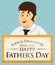 Young Father with Greeting from his Children, Vector Illustration