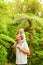 Young Father with little daughter on his shoulders. Mount Manaia.