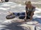 Young female artist chalk drawing at a Renaissance Faire