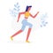 Young Female Athlete Jogging Flat Vector Character