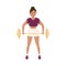 Young Female in Athletic Wear at Gym Lifting Barbell Doing Physical Exercise and Workout Vector Illustration