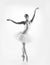Young female ballet dancer on a light grey background