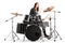 Young female drummer playing drums