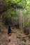 Young female exploring the natural park of Los Tilos on the island of La Palma, Canary Islands