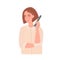 A young female hairdresser holds a comb and scissors in her hand. Portrait, avatar of a hair salon employee. Cute flat