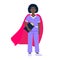 Young female nurse hospital medical employee with hero cape behind