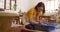 Young female potter working in her studio