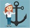 Young female sailor standing with anchor
