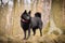 Young female of schipperke is standing in nature.