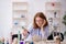 Young female zoologist working at the lab