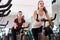 Young females of different age training on exercise bikes