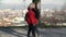 Young females enjoy the hiking in winter time