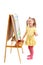 A young fingers artist at drawing easel