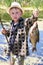 Young fisherman caught a bream