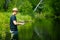 Young Fisherman Fishing with Patience