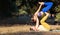 Young fitness couple practicing acroyoga in park