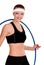 Young fitness woman with hoop