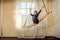 Young flexible attractive gymnast girl