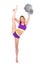 Young flexible cheerleader woman dancer twine