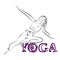 Young flexible woman with a thin waist practicing yoga. You can use it as a logo for group sessions, for a yoga studio or class of