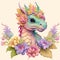 Young Floral Dragon Illustration in Pastel Tones