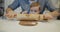 Young full family having fun baking cookies in the kitchen together