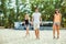 Young funny guys in sunglasses on the beach. Friends together.