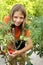 Young gardener grown tomatoes