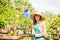 Young gardeners with bonsai