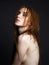 Young ginger woman. Naked Beautiful Girl with wet hair