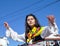 Young girl in albanian traditional costume at a ceremony marking the 10th anniversary of Kosovo`s independence in Dragash