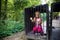 Young girl in cage