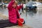 Young Girl Catching Crabs on Holiday