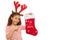 Young girl with a Christmas stocking