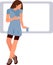 A young girl communicates on a dating site using her phone. Vector. Video communication concept with a good person. Vector