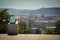 Young girl contemplating above cityscape,  Prague, Czech Republic