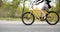 Young girl cycling on custom bike