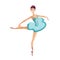 Young girl dancer in a ballerina costume, makes smooth movements.