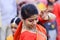 Young girl dancers perforimg at Holi (Spring) festival in Kolkata.