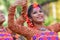 Young girl dancers perforimg at Holi (Spring) festival in Kolkata.