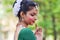 Young girl dancers perforimg at Holi (Spring) festival in Kolkata.