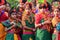 Young girl dancers waiting to perform Holi (Spring) festival in Kolkata.