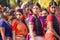 Young girl dancers waiting to perform Holi (Spring) festival in Kolkata.